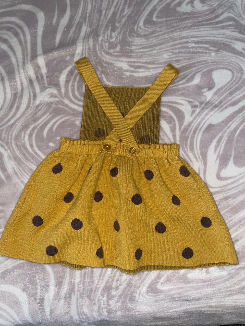 Zara Mustard and Dark Brown Polka Dot Pinafore